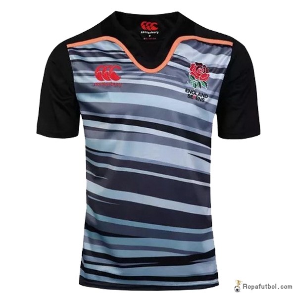 Camiseta Rugby Inglaterra Canterbury Replica Tercera Ropa 2017 Negro Azul